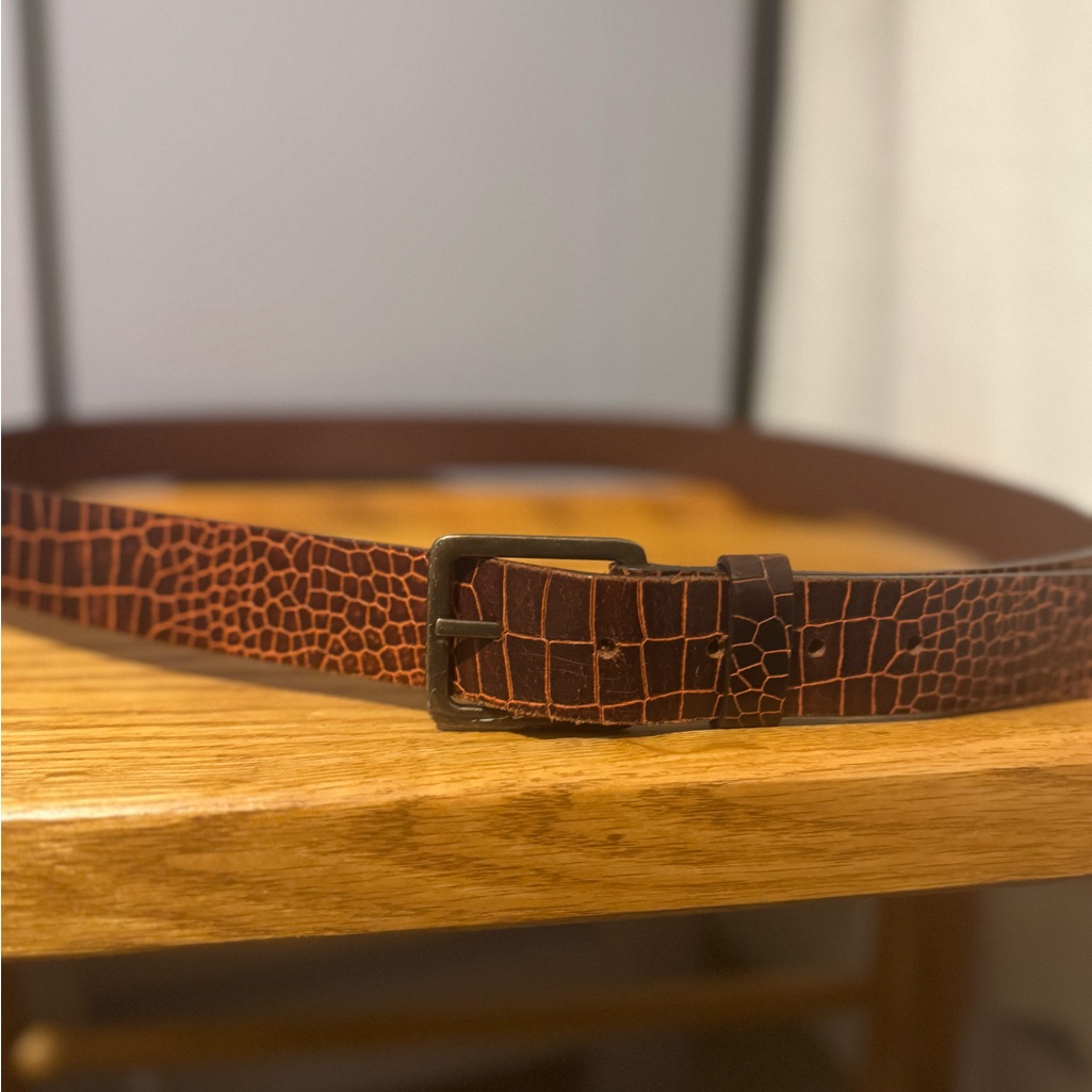 Brown Crocodile Pattern Womens Belt